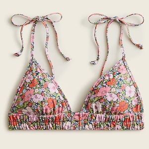 NWT J Crew Tie Shoulder Bikini Top in Liberty Print Floral sz M